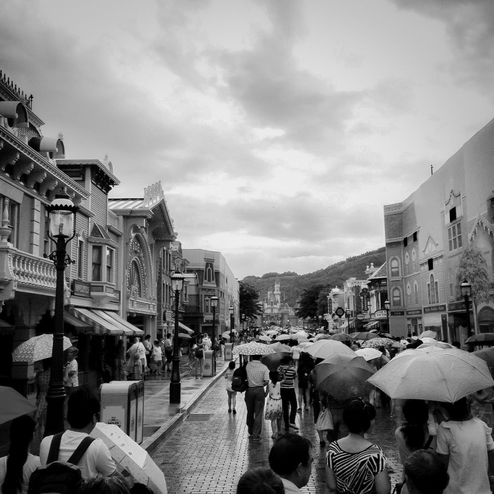 Raining in Hong Kong Disneyland