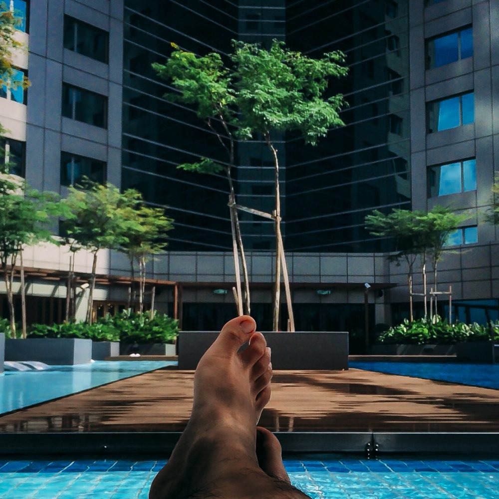 Chilling out at the pool in Double Tree Hotel Johor Bahru