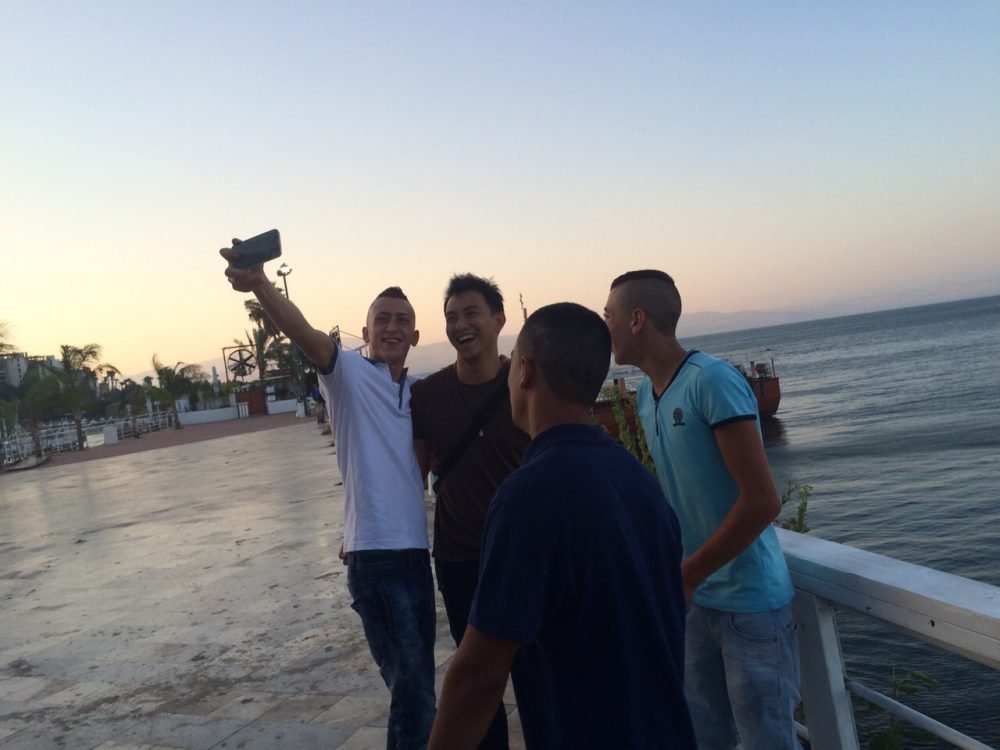 Selfie with locals at Tiberias Lake