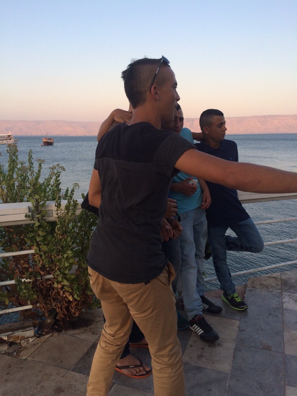 Wefie with locals at Tiberias Lake