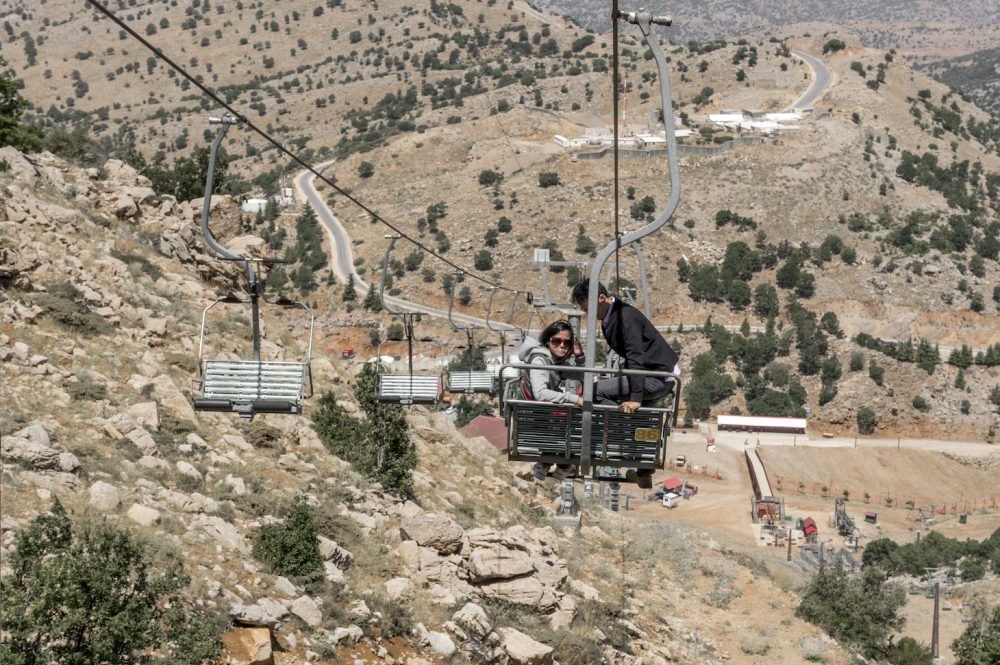 Standing at the cable ride Mount Hermon