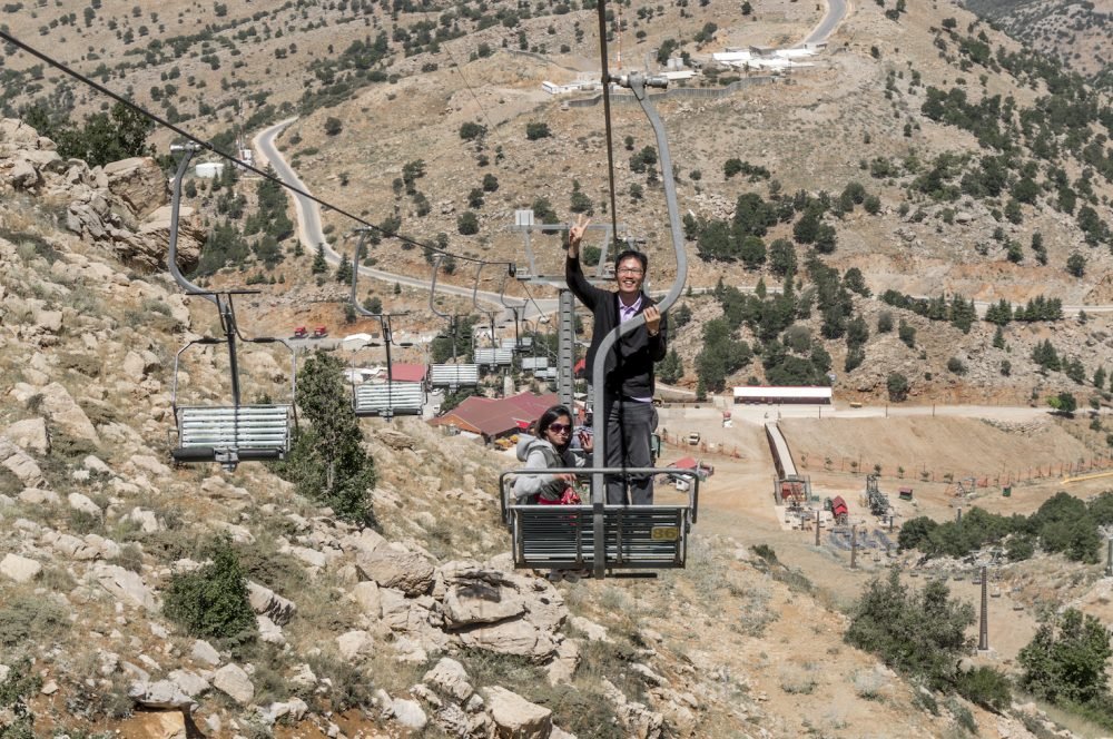 Standing at the cable ride Mount Hermon Israel